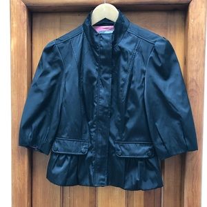 Mac & Jac Black Peplum Jacket Size 6 3/4 Sleeve Feminine Career / Evening Coat